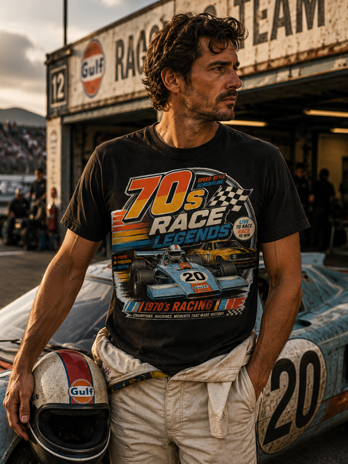 T-shirt vintage 70's Race Legend design rétro sport automobile années 70 racing – Tshirt Vintage Factory