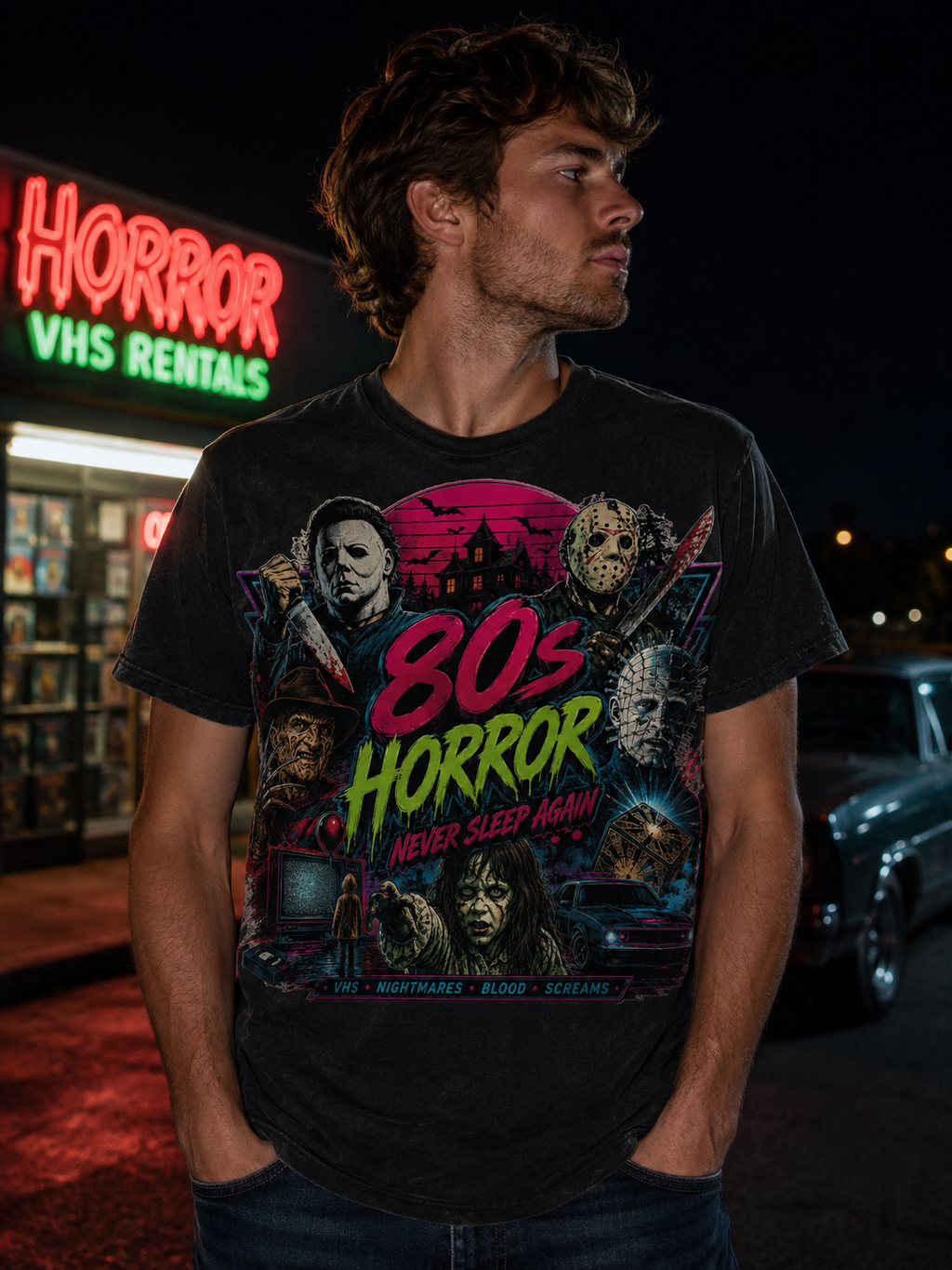 T-shirt vintage 80's Horror Show films d'horreur cultes années 80 esthétique VHS synthwave – Tshirt Vintage Factory
