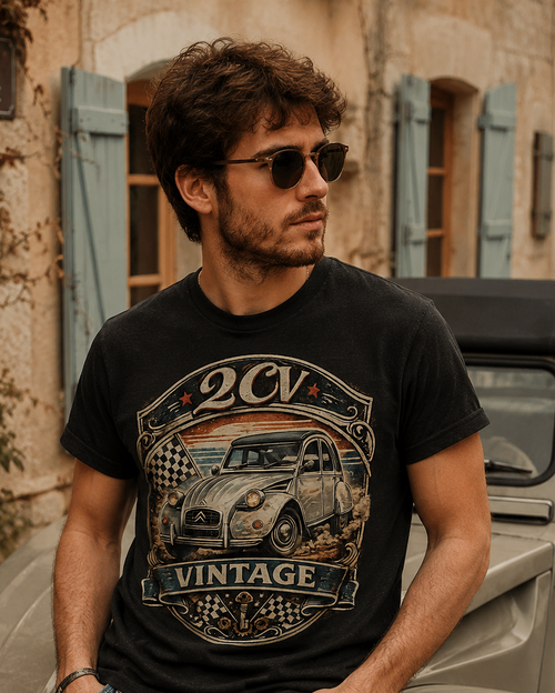 T-shirt vintage 2CV Citroën hommage Deuche icône française design garage rétro – Tshirt Vintage Factory