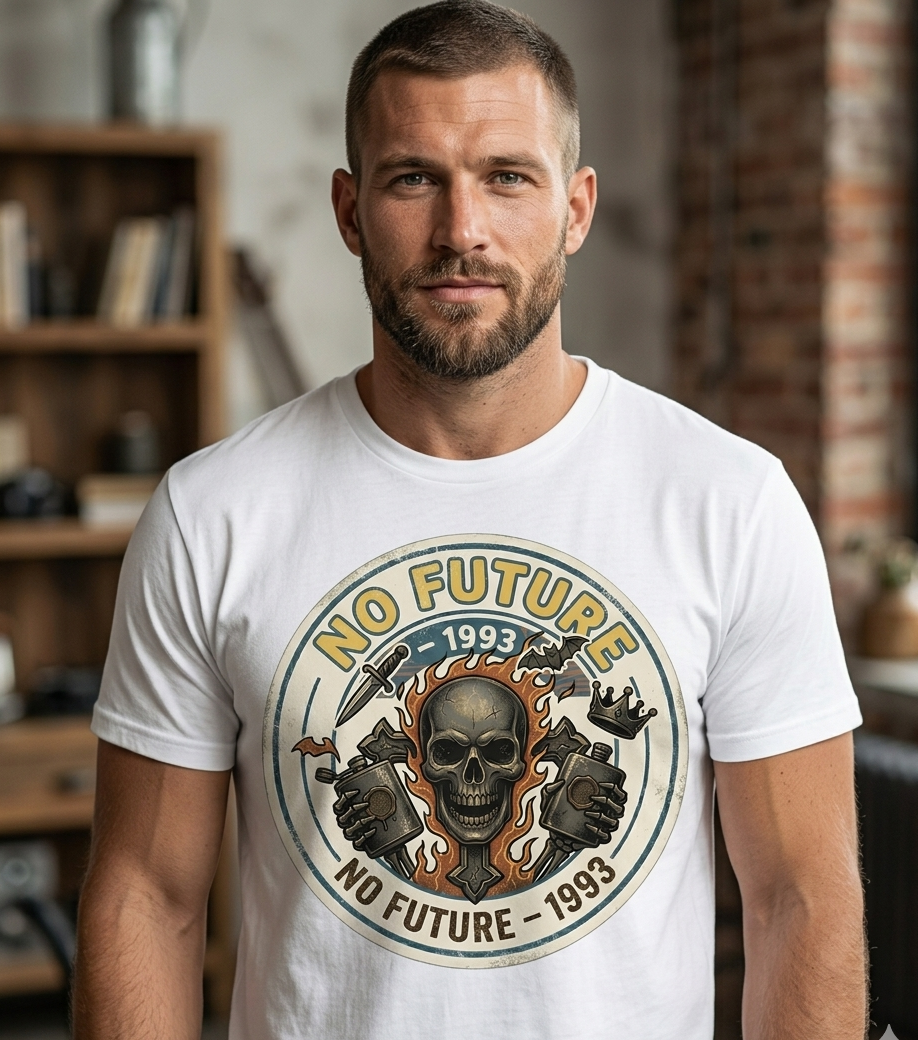 T-shirt vintage No Future hommage punk rock anglais 1977 design révolte old school – Tshirt Vintage Factory