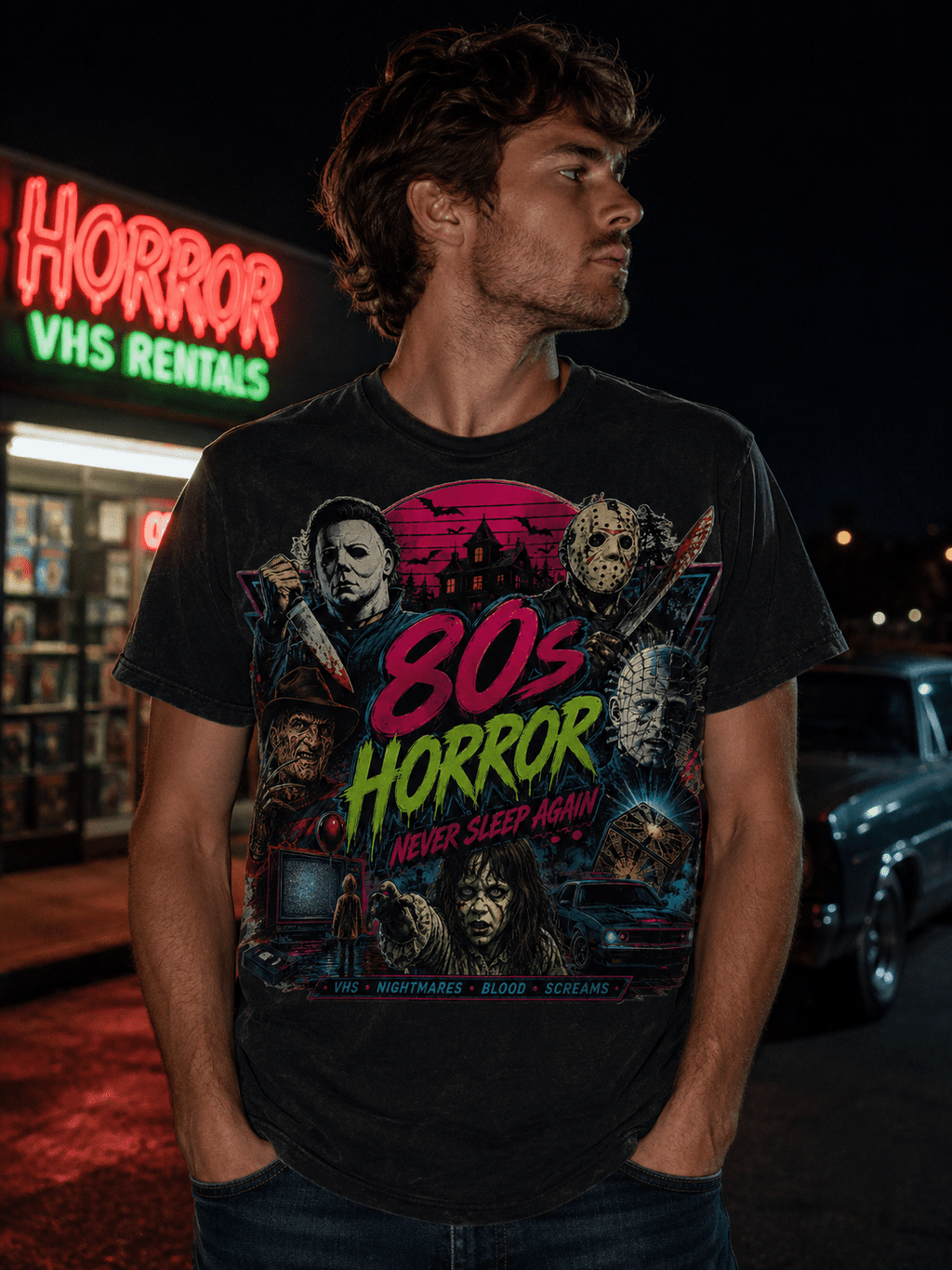 T-Shirt Vintage “80’s Horror Show” – L’univers culte de l’horreur des années 80 - Tshirt Vintage Factory
