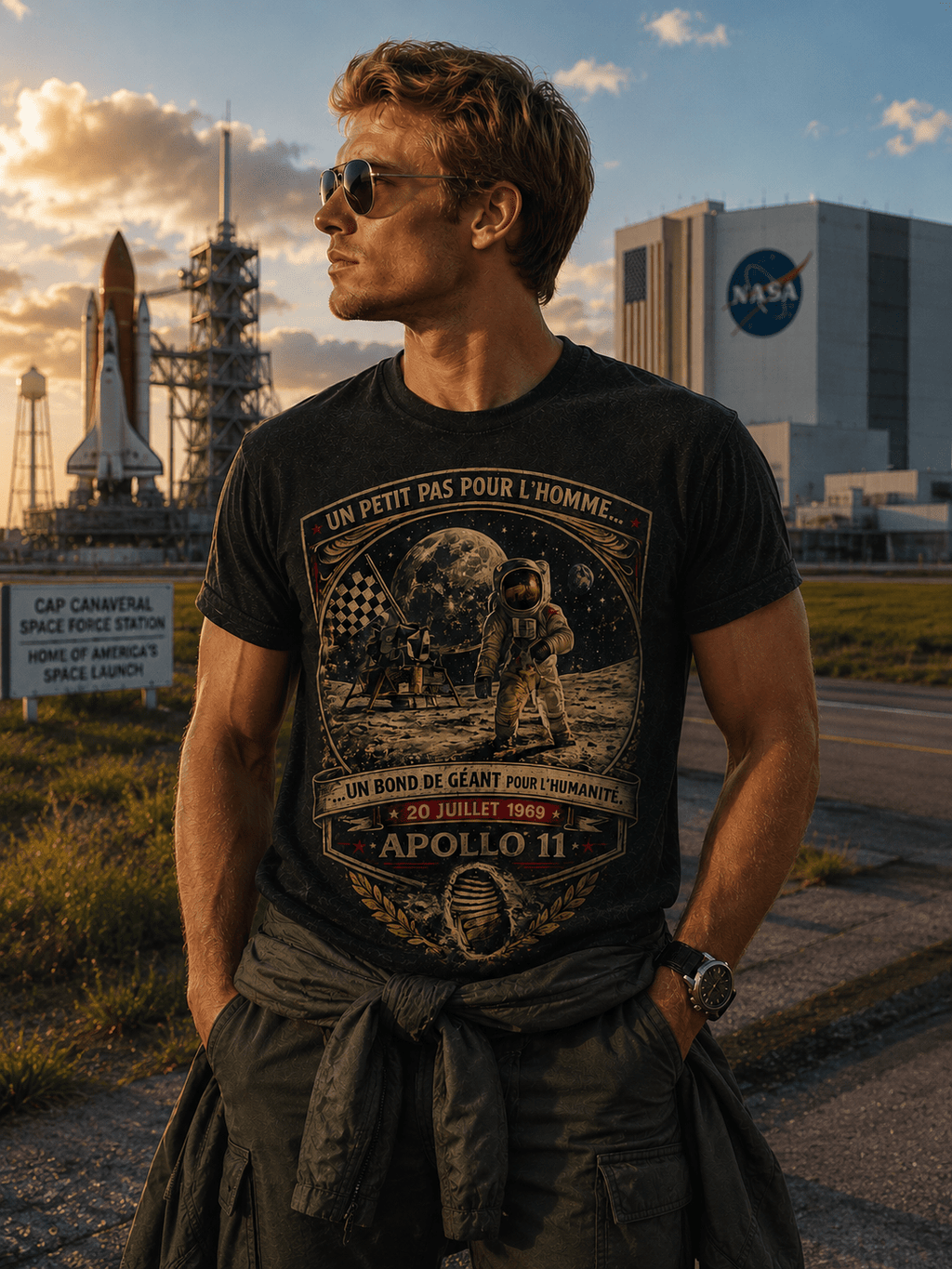 T-shirt Vintage Apollo 11 – “Un bond de géant pour l’humanité” - Tshirt Vintage Factory