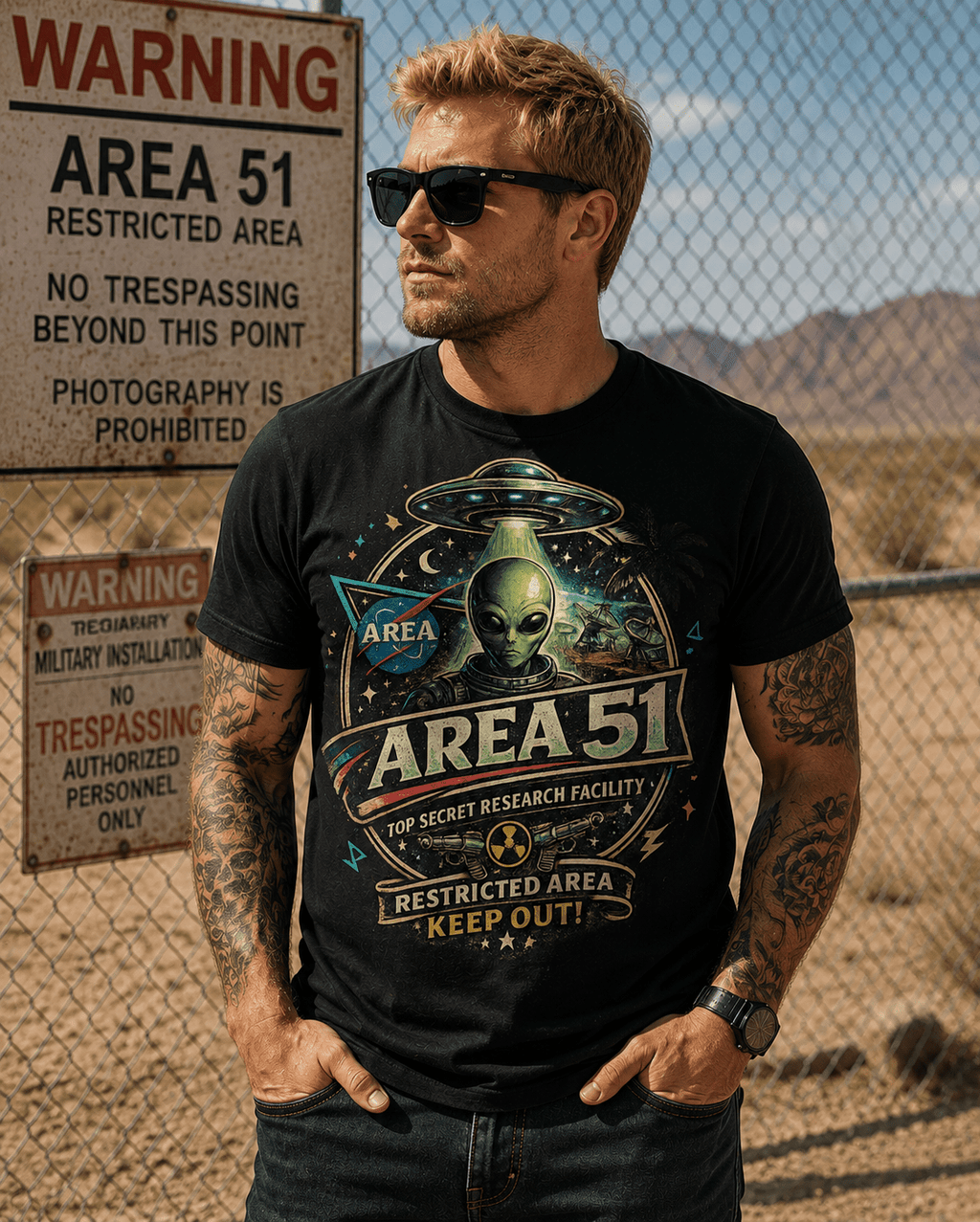 T-Shirt Vintage Area 51 – Top Secret Restricted Area - Tshirt Vintage Factory