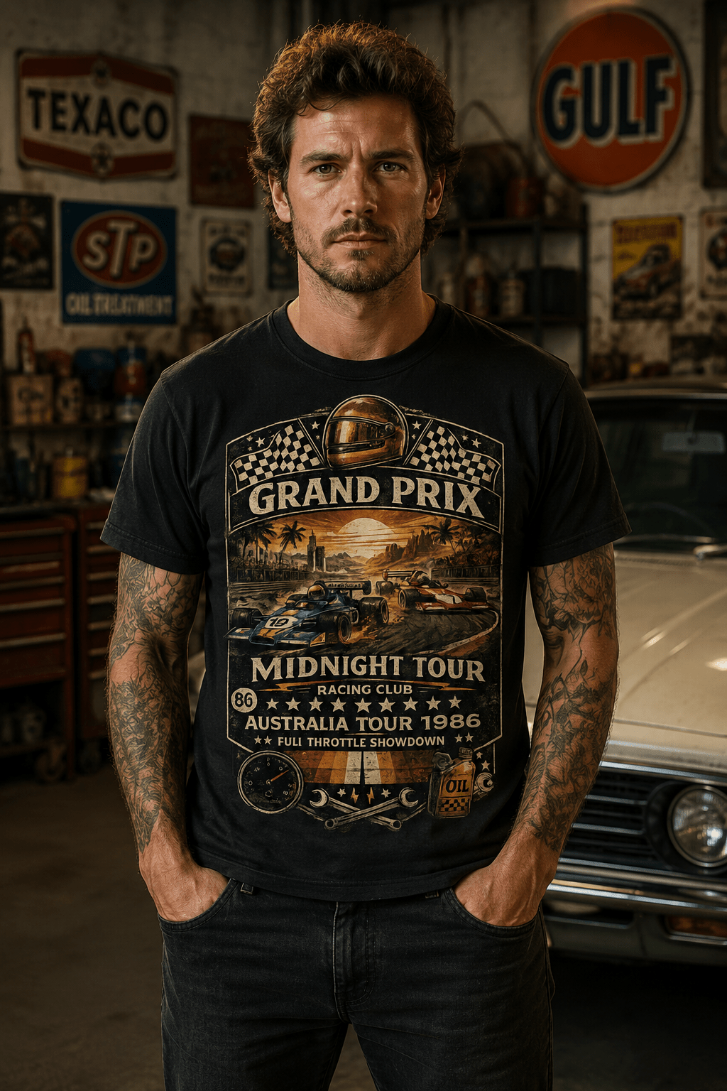 T-Shirt Vintage Grand Prix Midnight Tour 1986 - Tshirt Vintage Factory