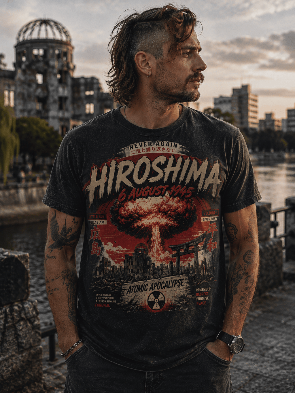 t-shirt vintage Hiroshima Atomic Apocalypse - Tshirt Vintage Factory