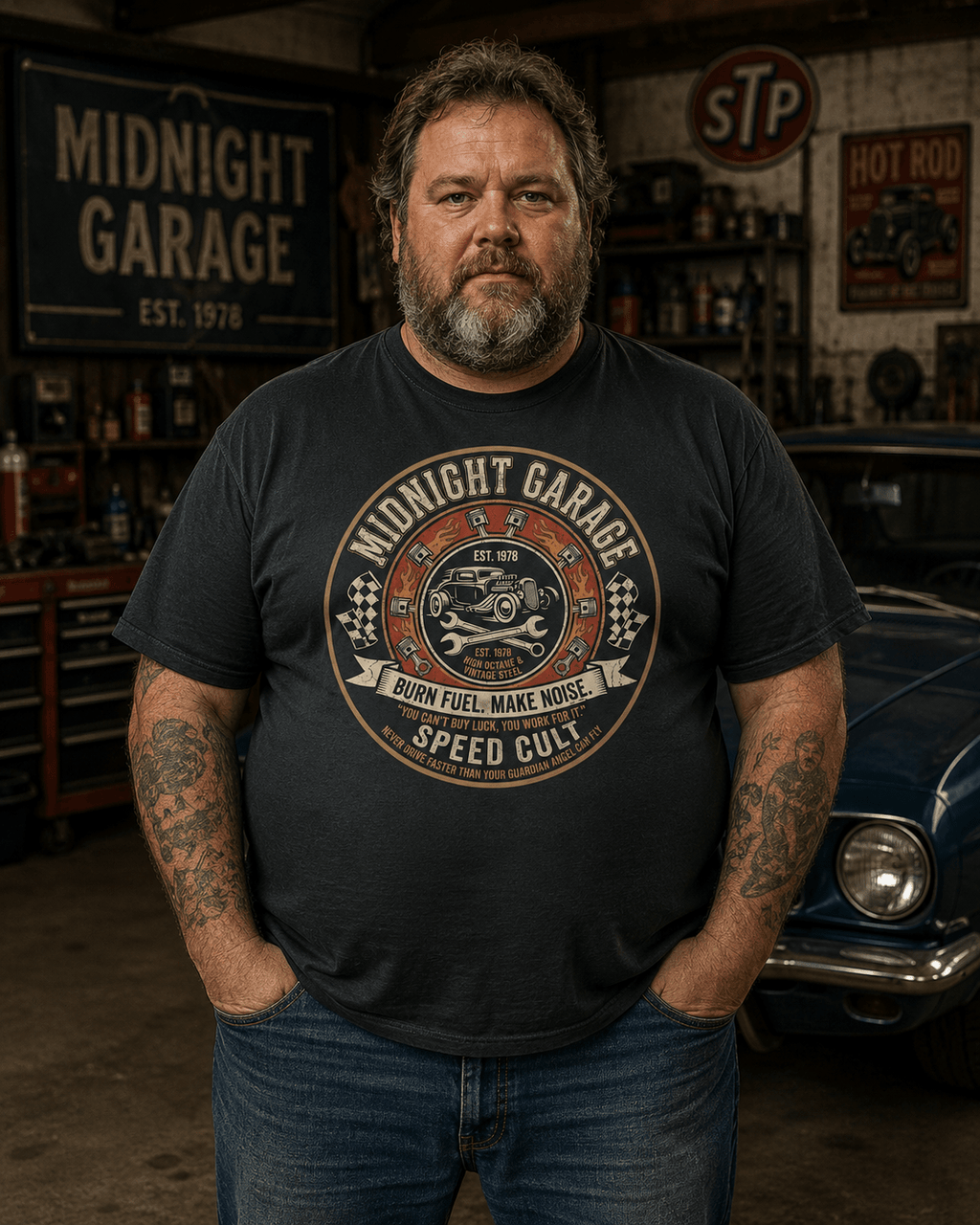 T-Shirt Vintage Midnight Garage - Tshirt Vintage Factory