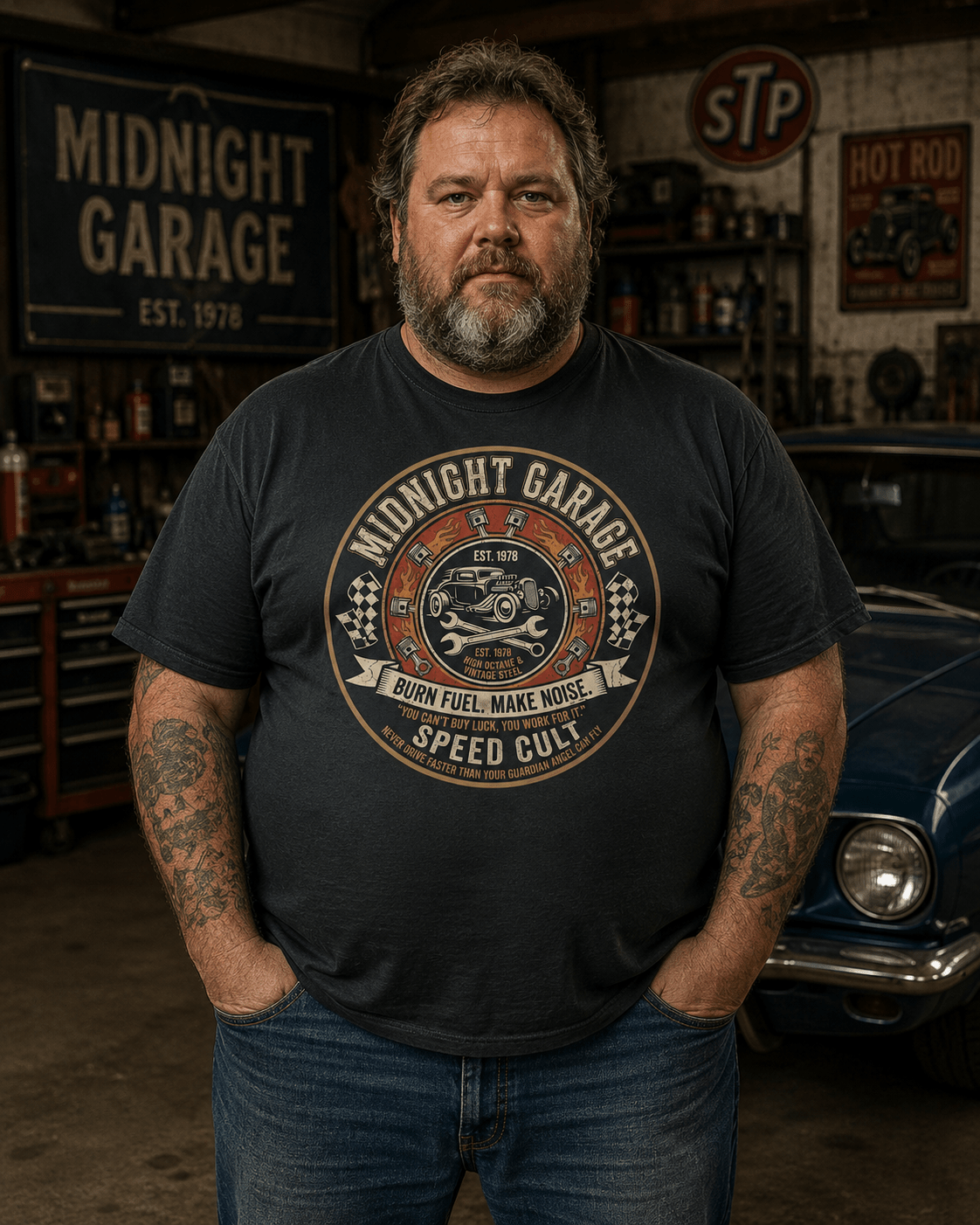 T-Shirt Vintage Midnight Garage - Tshirt Vintage Factory