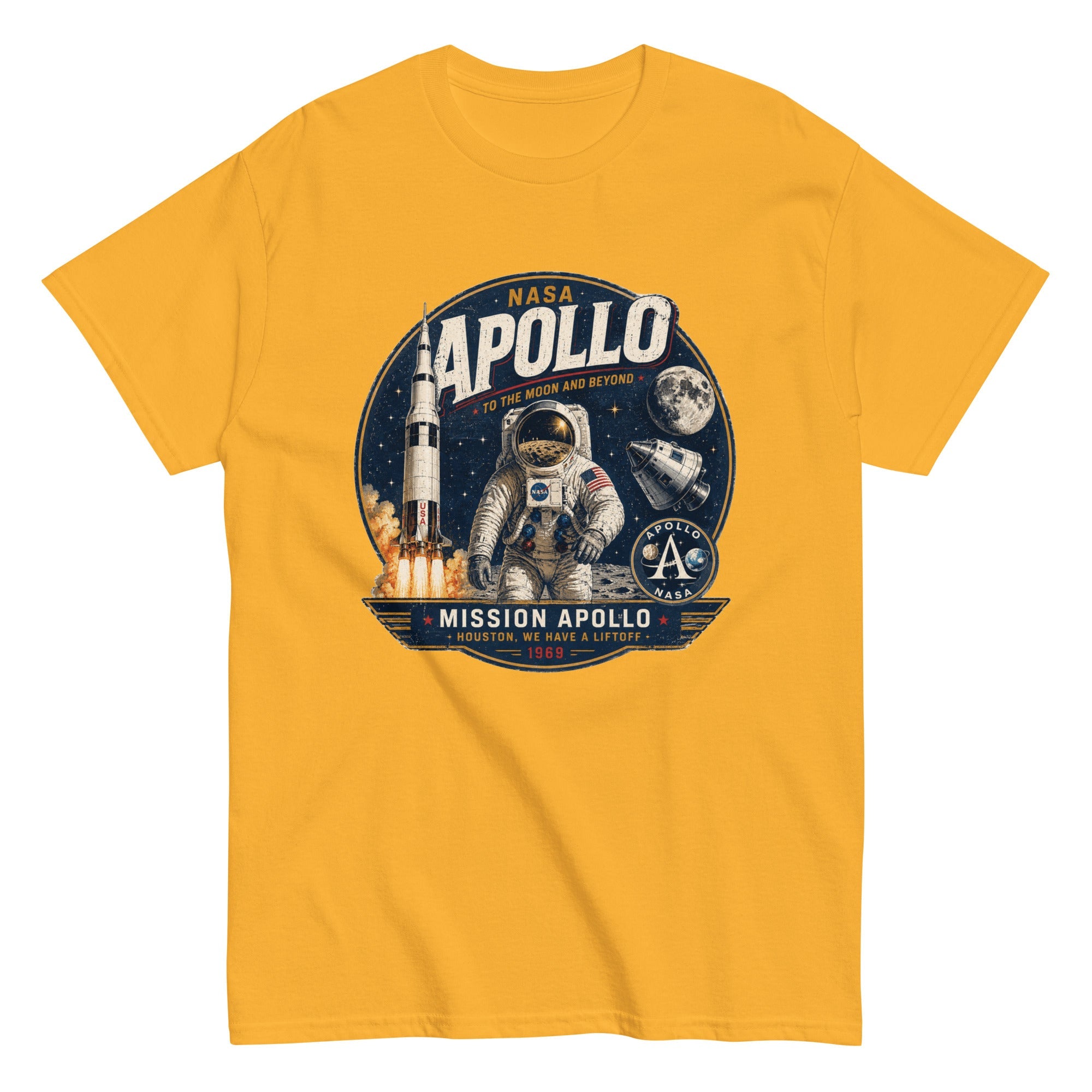 T-Shirt Vintage "Mission Apollo – Houston, We Have a Liftoff" - Tshirt Vintage Factory