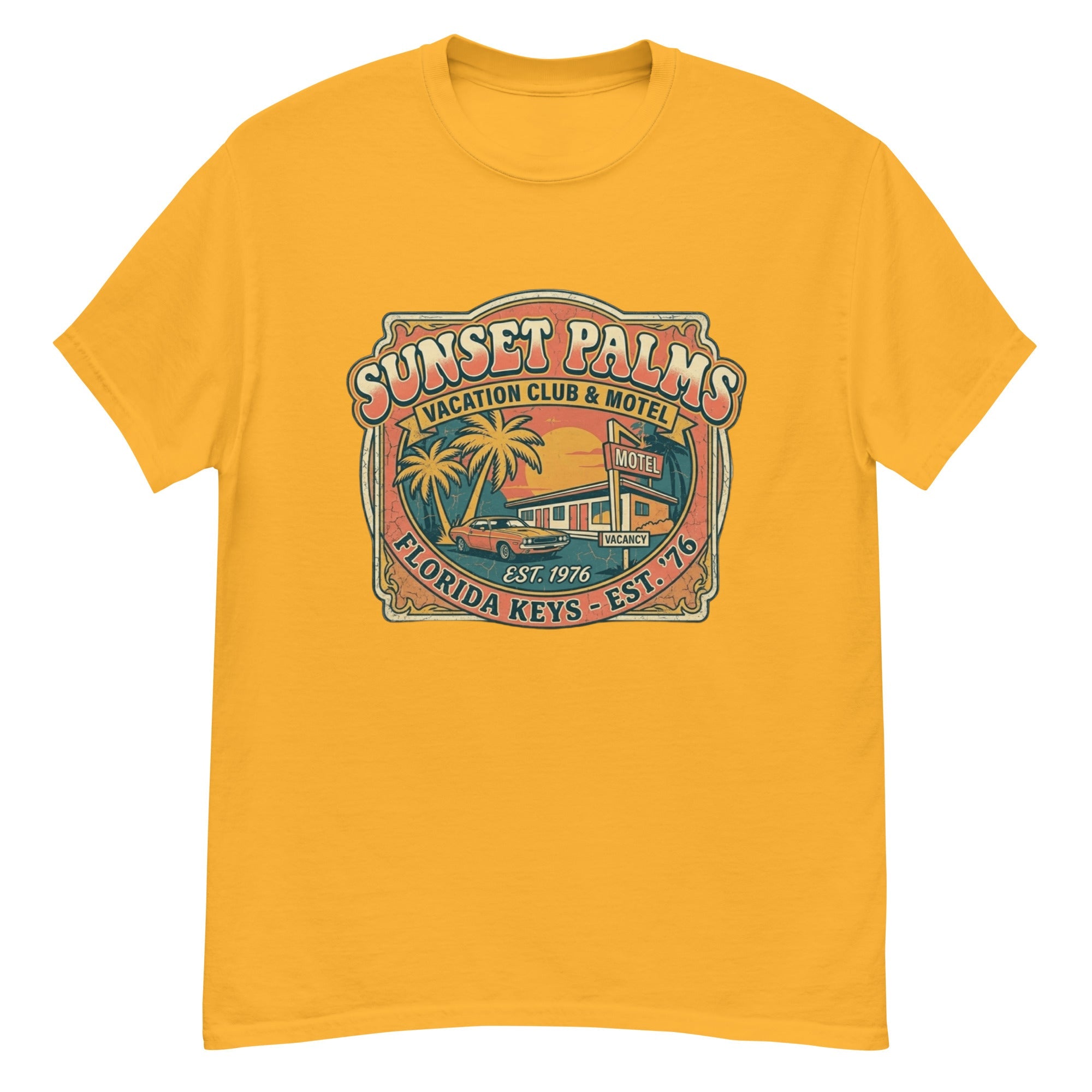 T-Shirt Vintage Sunset Palms – Vacation Club & Motel - Tshirt Vintage Factory