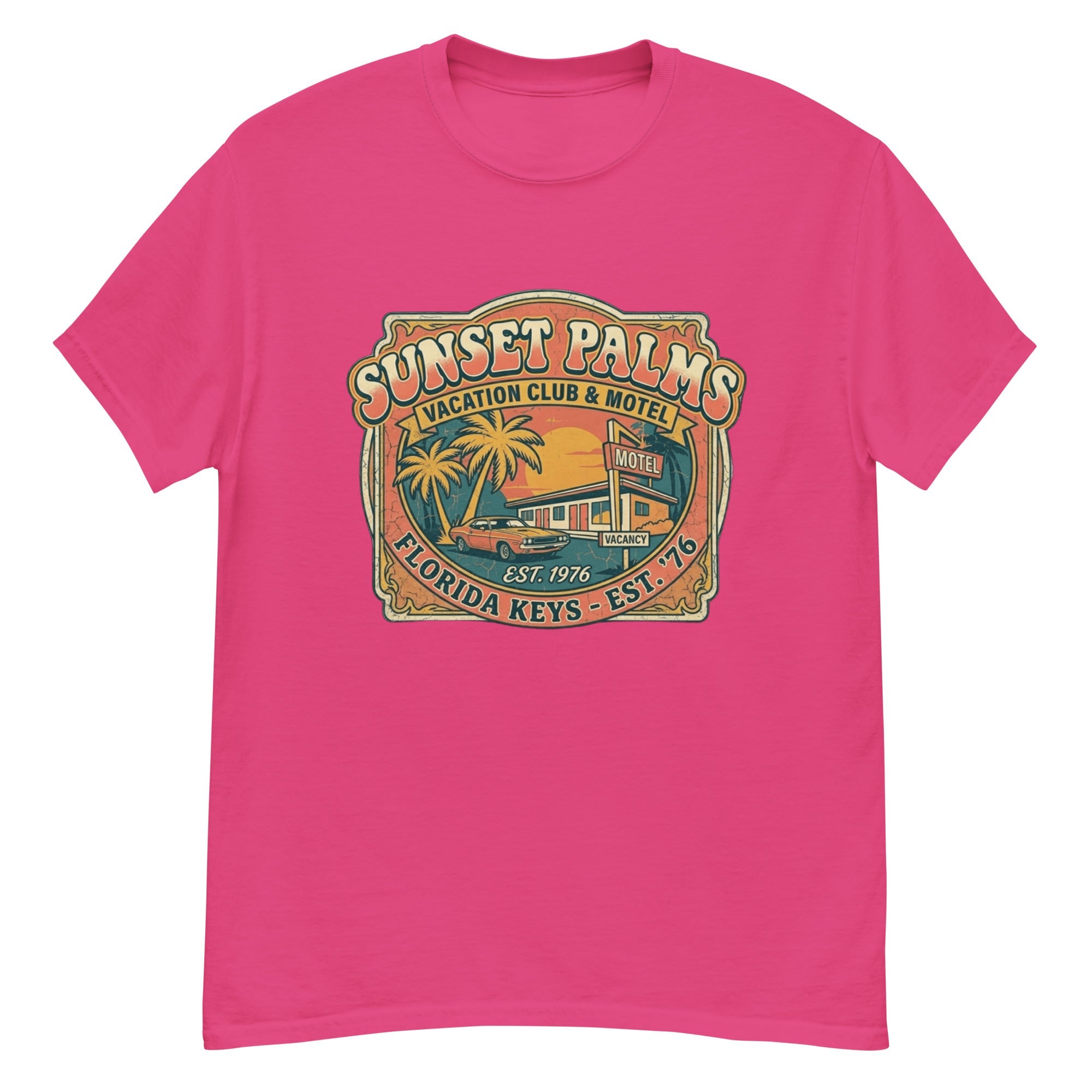 T-Shirt Vintage Sunset Palms – Vacation Club & Motel - Tshirt Vintage Factory