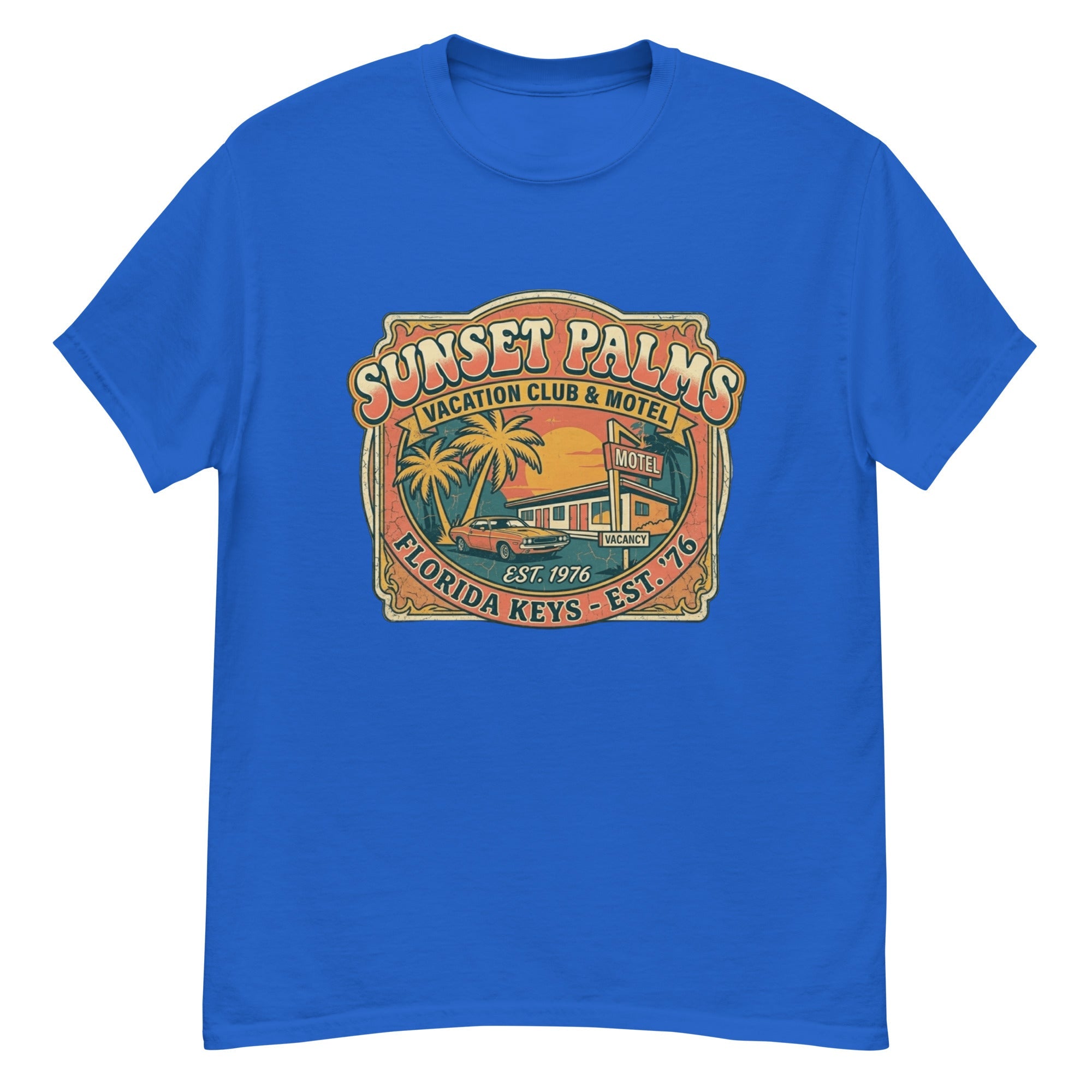 T-Shirt Vintage Sunset Palms – Vacation Club & Motel - Tshirt Vintage Factory