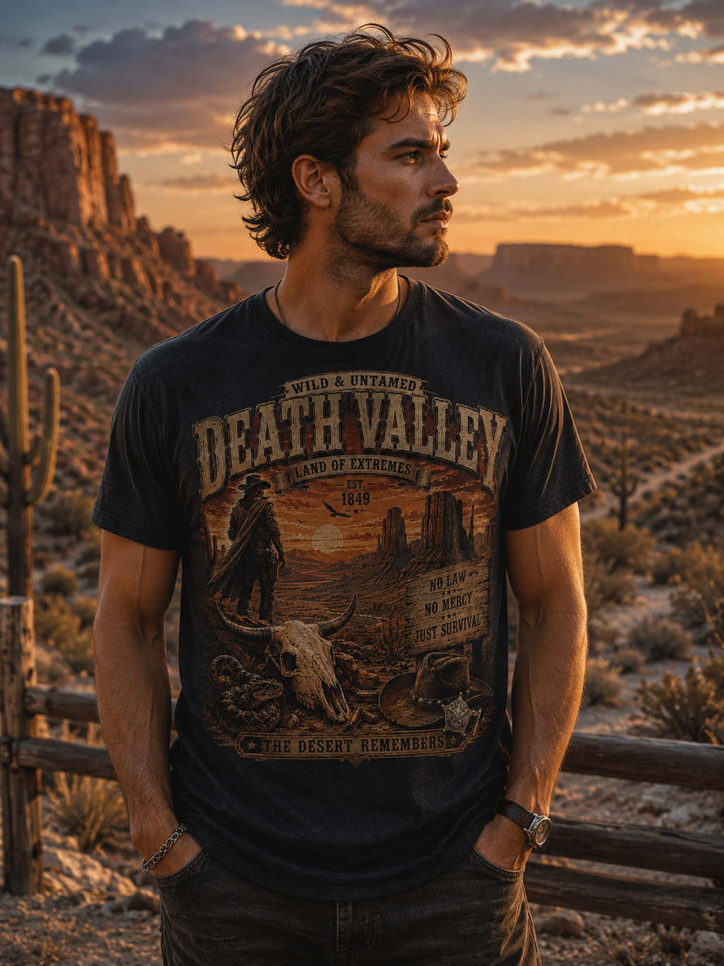 T-shirt vintage Death Valley désert américain esprit road trip ouest sauvage design rétro – Tshirt Vintage Factory