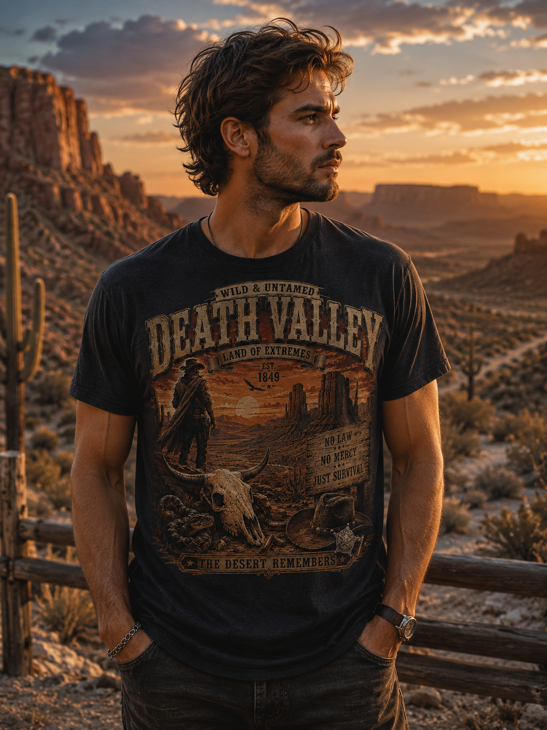 T-shirt vintage Death Valley désert américain esprit road trip ouest sauvage design rétro – Tshirt Vintage Factory